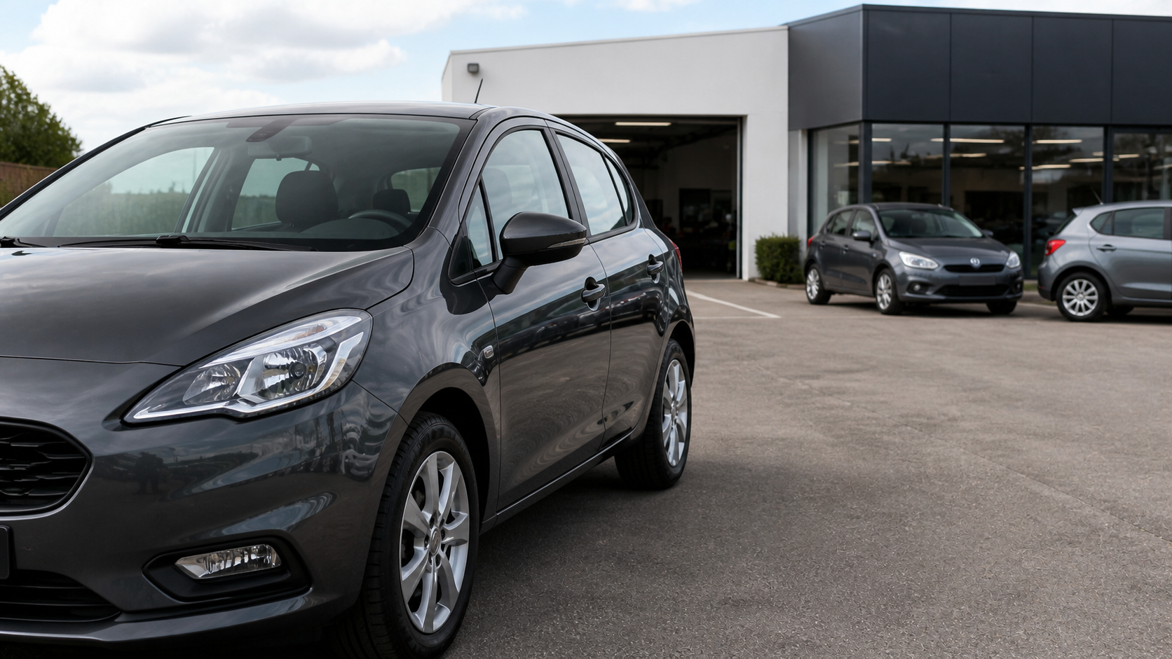 Véhicule d’occasion présenté devant un garage automobile indépendant